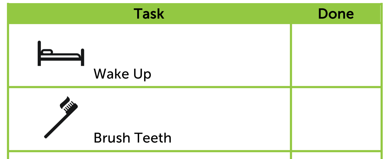 Daily schedule with images next to each task